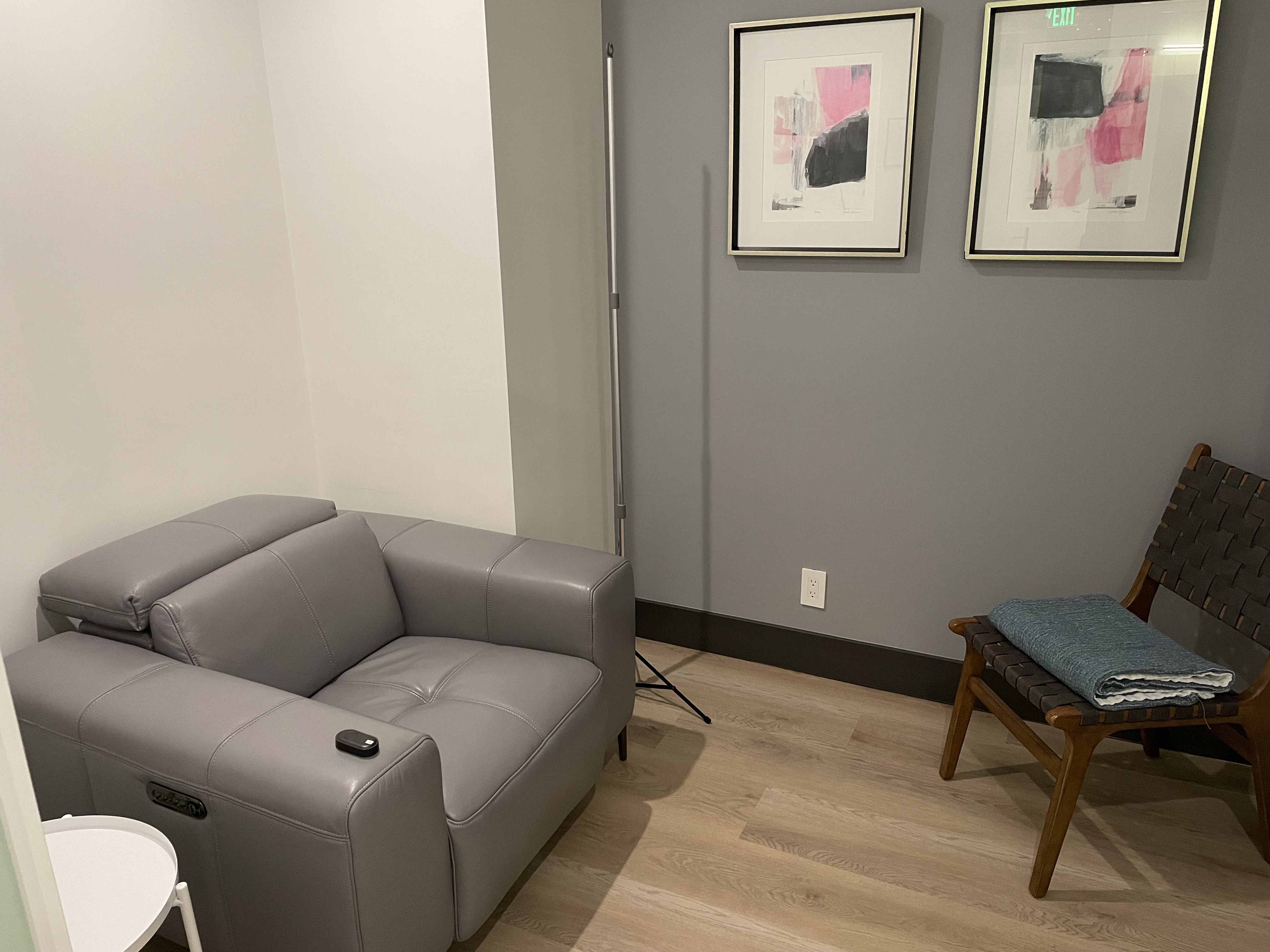 Modern clinical research examination room with medical equipment